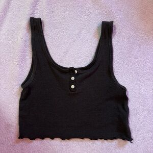 American Eagle Outfitters Black Buttoned Tank Top